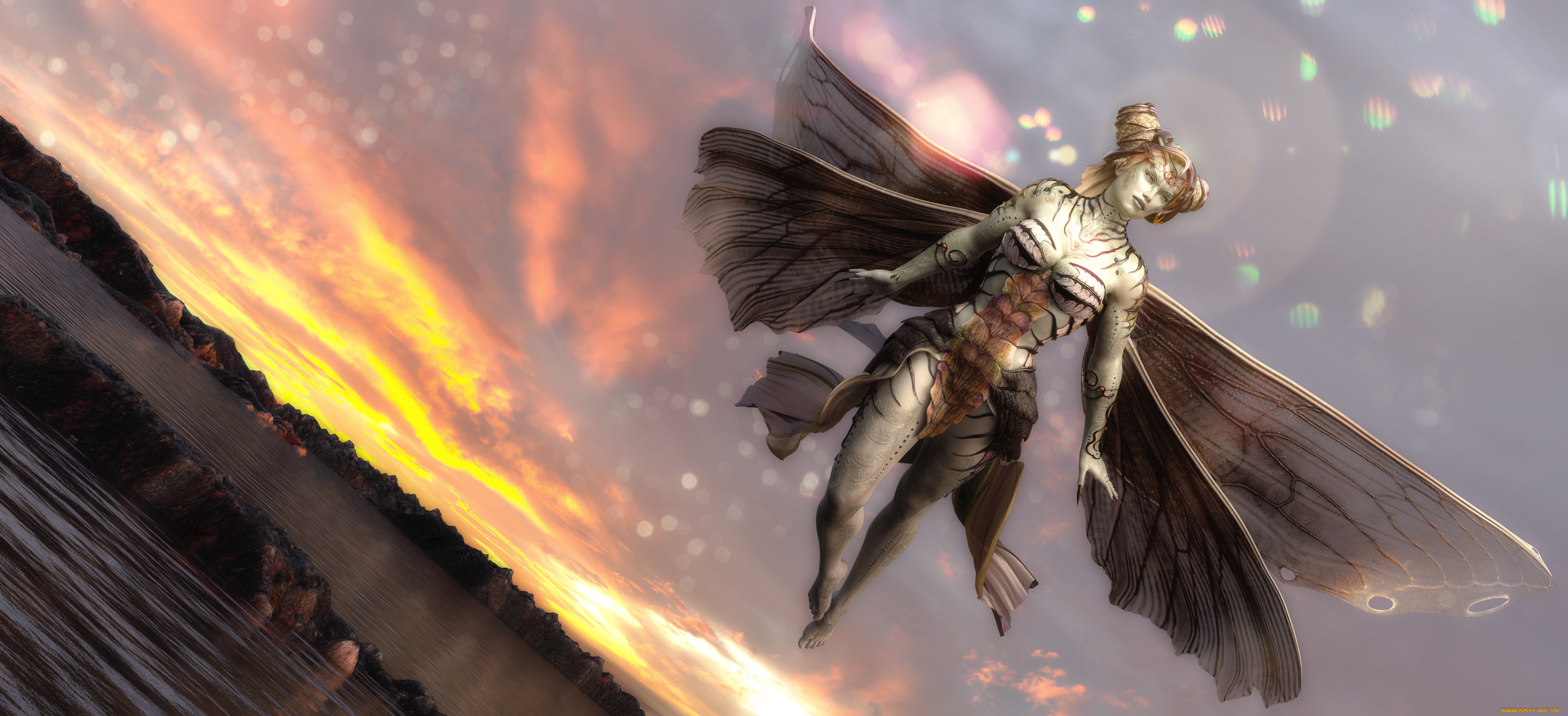 3д, графика, существа, , creatures, девушка, взгляд, фон