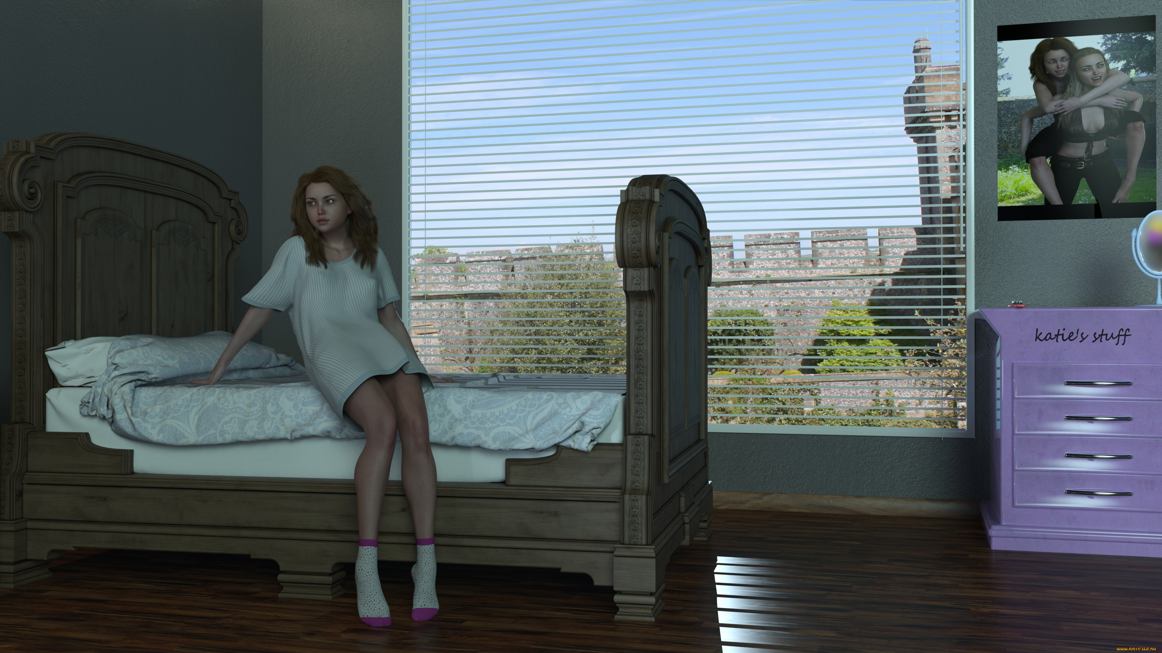 3д, графика, люди, , people, девушки, взгляд, фон