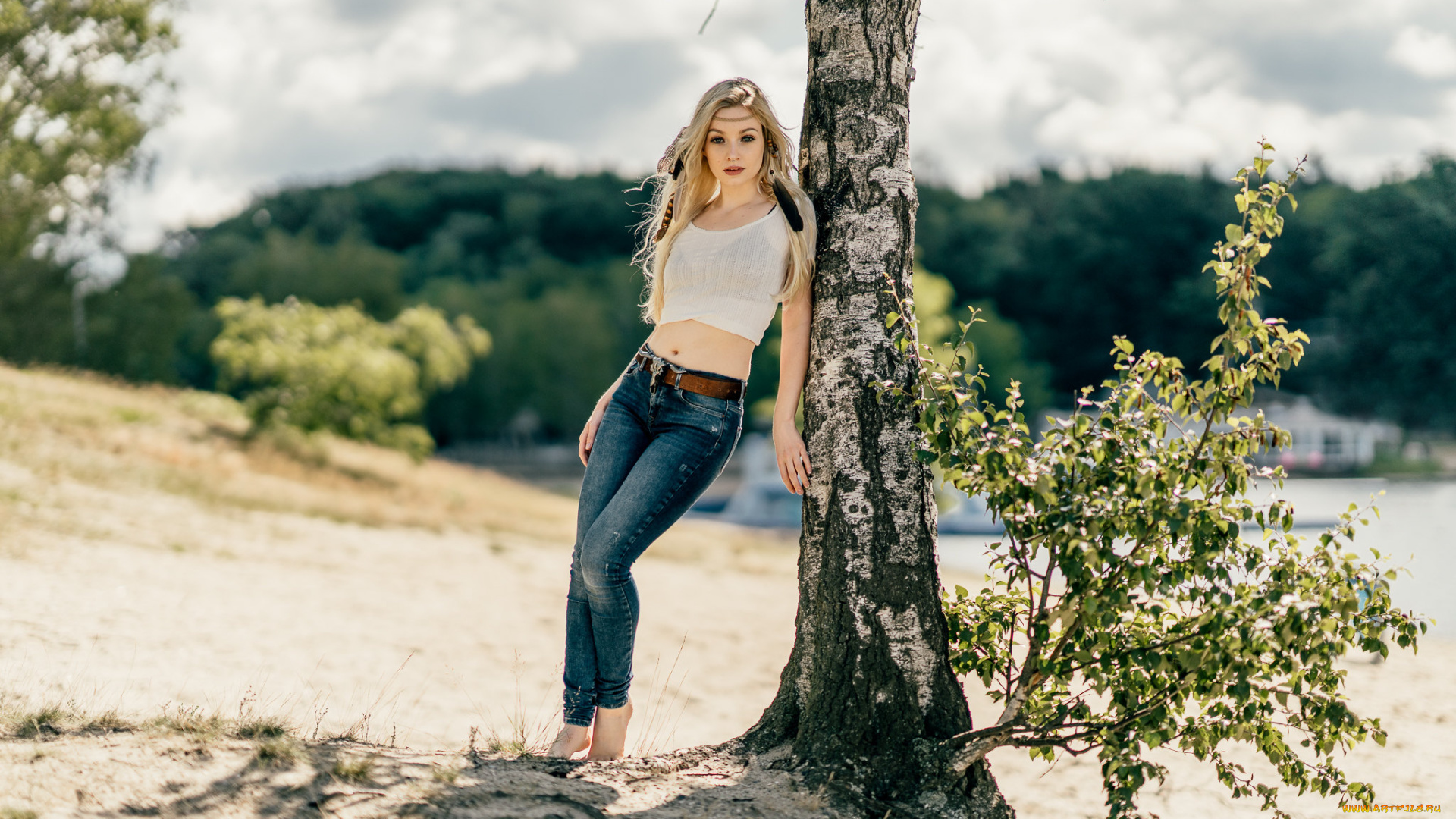 девушки, -, блондинки, , светловолосые, девушка, блондинка, природа, джинсы, andreas-joachim, lins