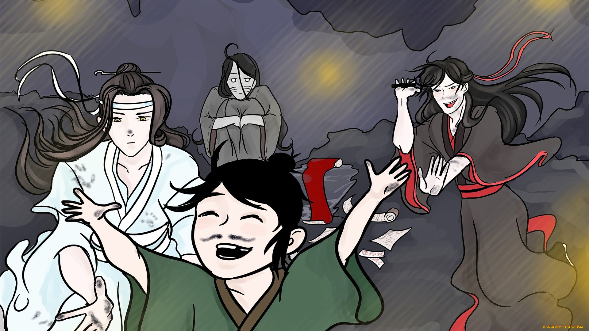 аниме, mo, dao, zu, shi, вэй, усянь, лань, ванцзы, ребенок, вэнь, нин