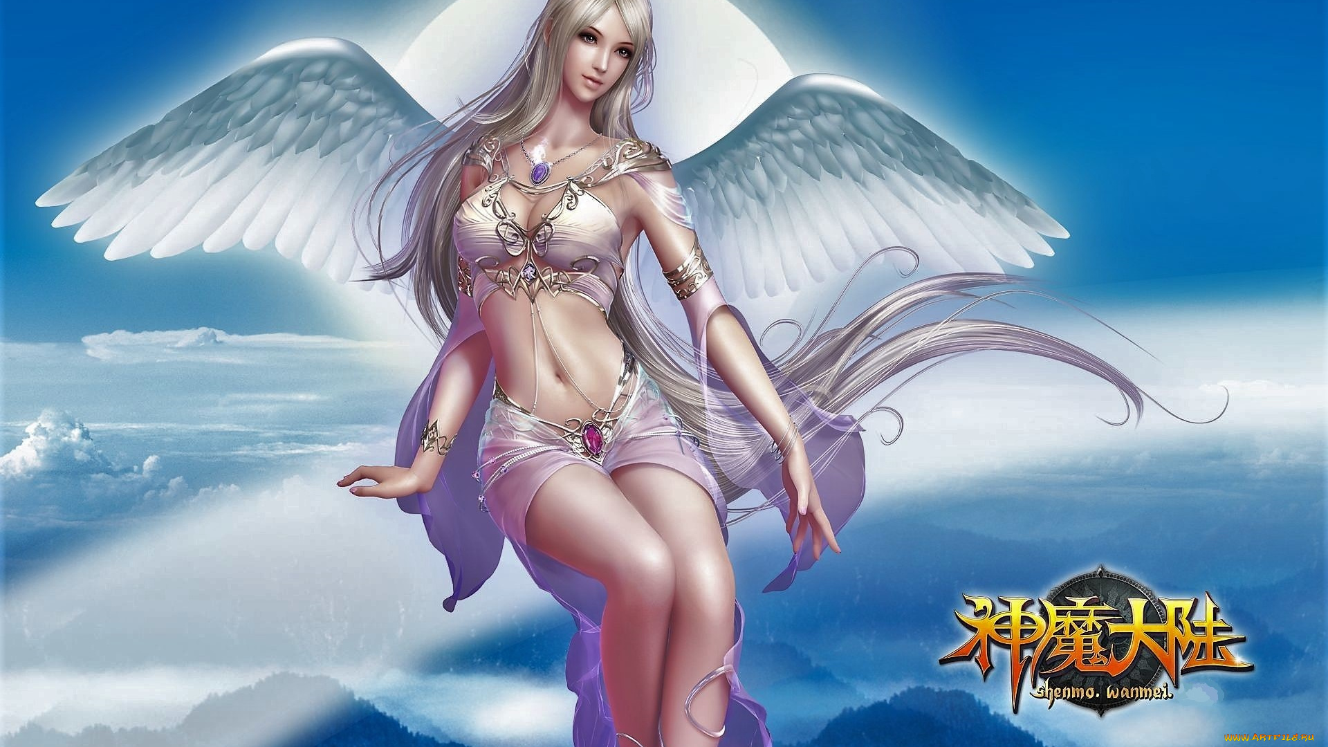 видео, игры, forsaken, world, девушка, крылья, облака