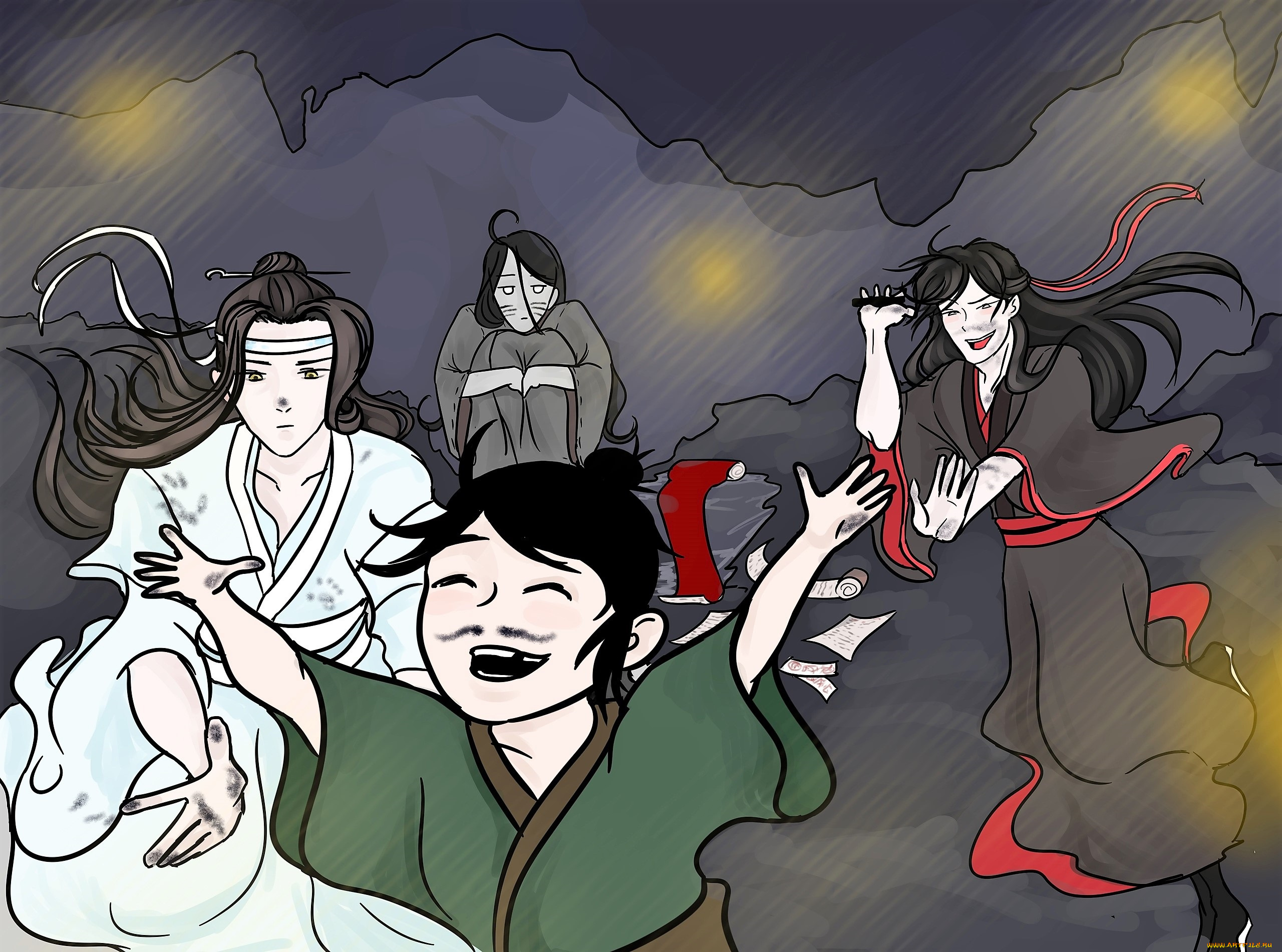 аниме, mo, dao, zu, shi, вэй, усянь, лань, ванцзы, ребенок, вэнь, нин