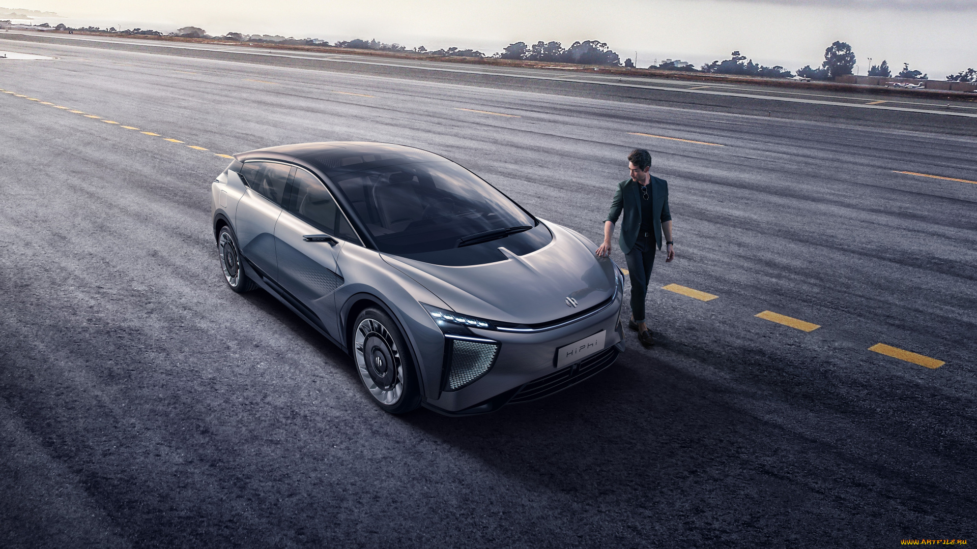 hiphi, 1, 2020, автомобили, hiphi, серый, мужчина, дорога, трасса, шоссе