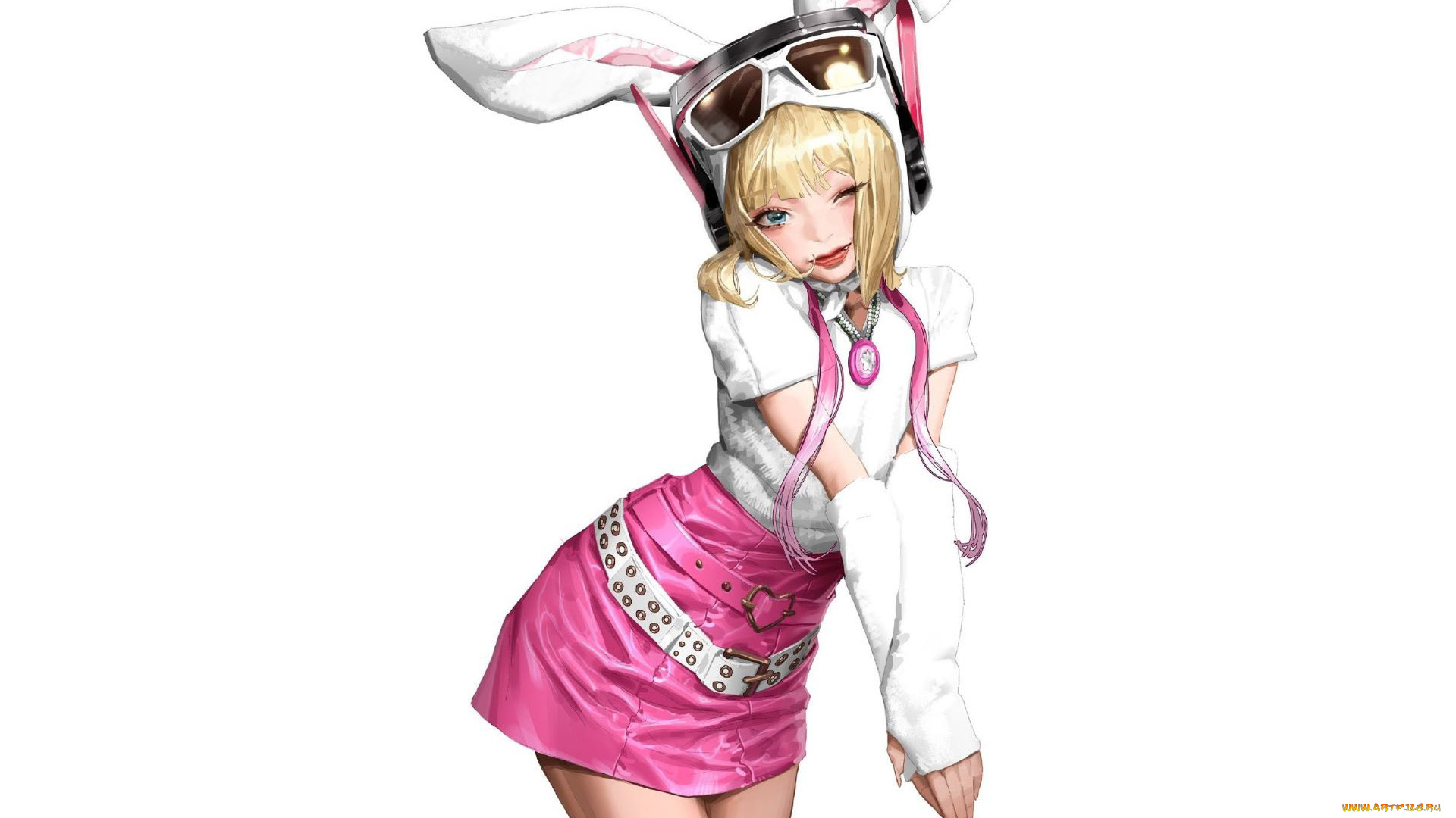 рисованное, люди, девушка, ушки, очки, юбка, костюм