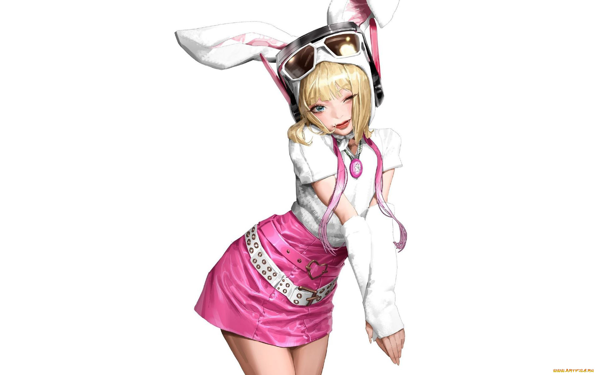 рисованное, люди, девушка, ушки, очки, юбка, костюм