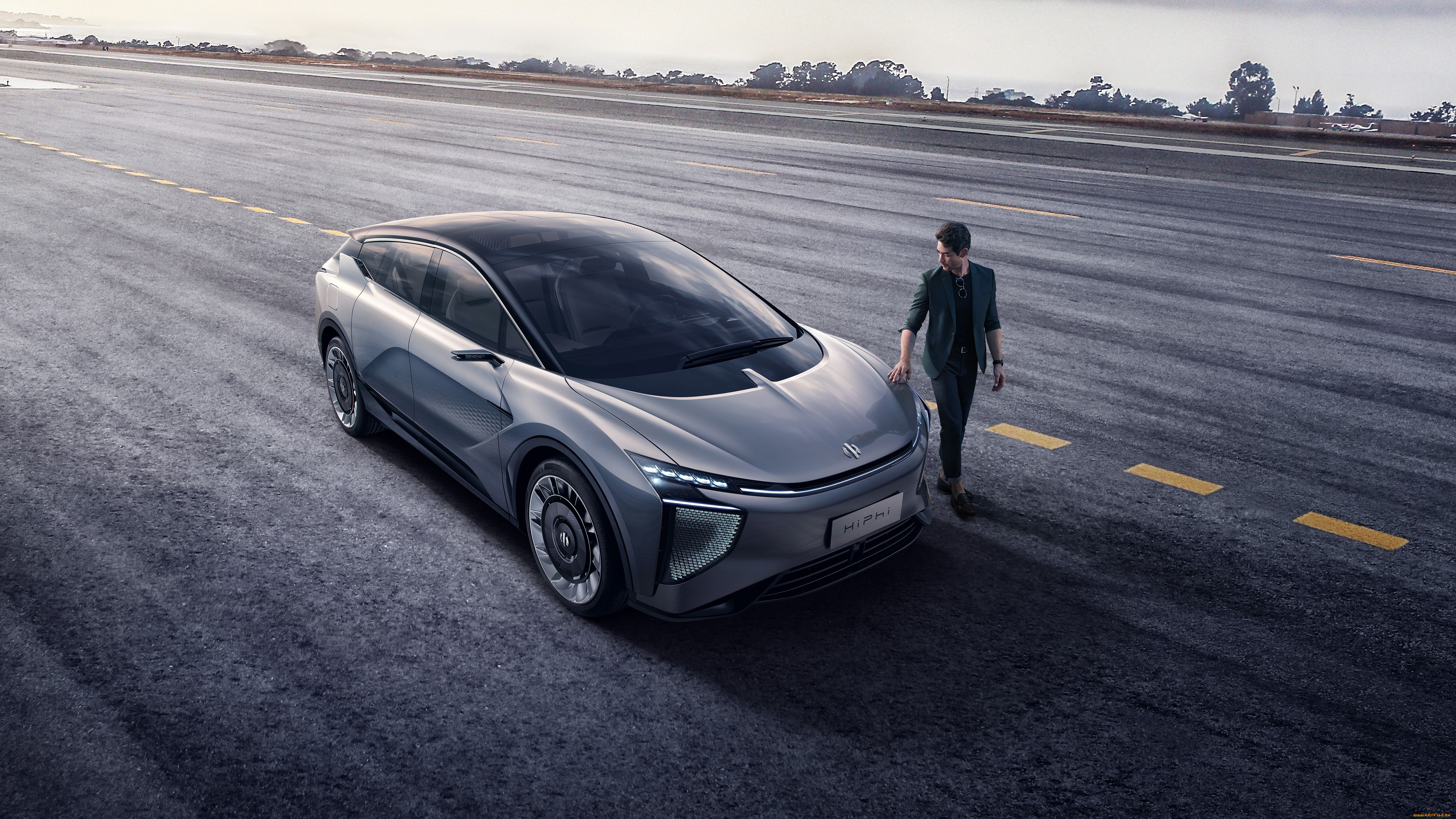 hiphi, 1, 2020, автомобили, hiphi, серый, мужчина, дорога, трасса, шоссе