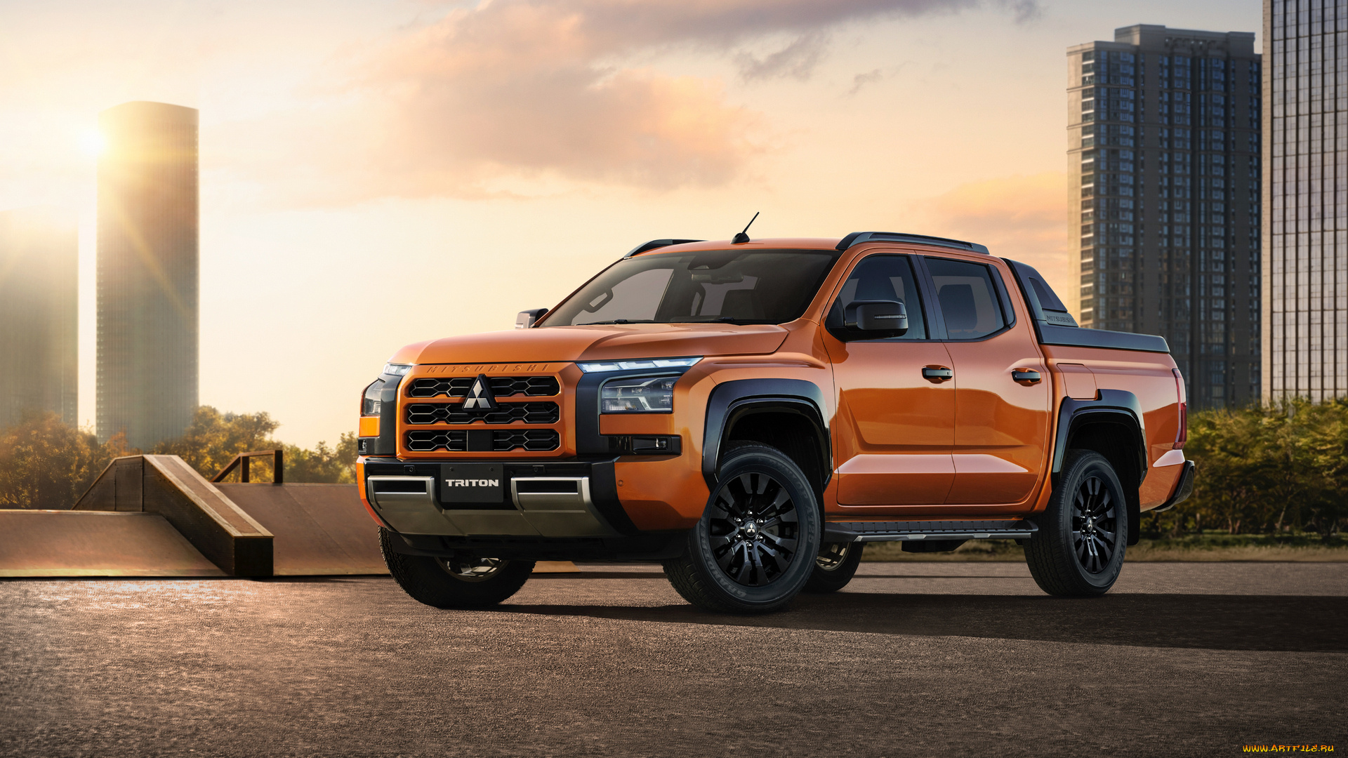 mitsubishi, triton, athlete, double, cab, 2024, автомобили, mitsubishi, triton, athlete, double, cab, пикап, оранжевый, митсубиси