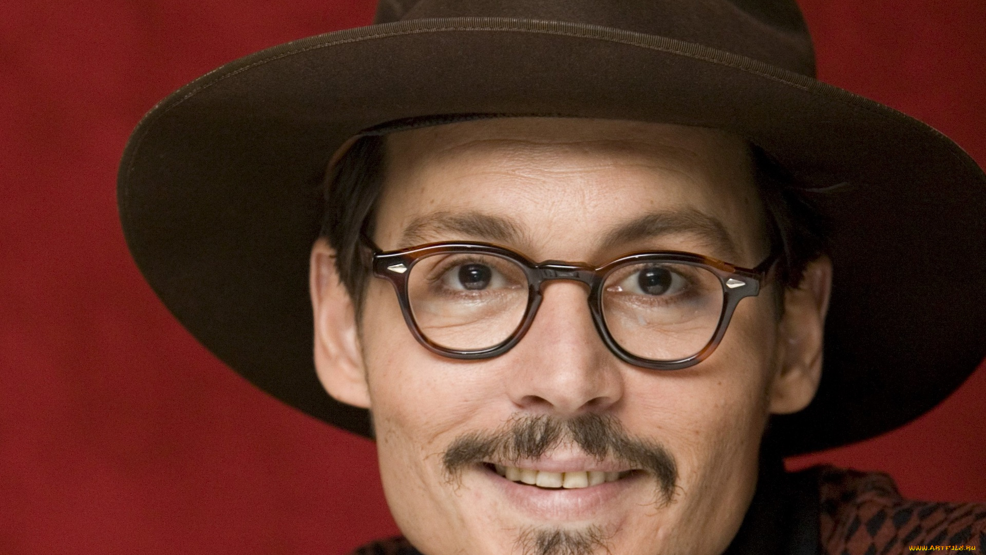 мужчины, johnny, depp, актер, лицо, шляпа, очки