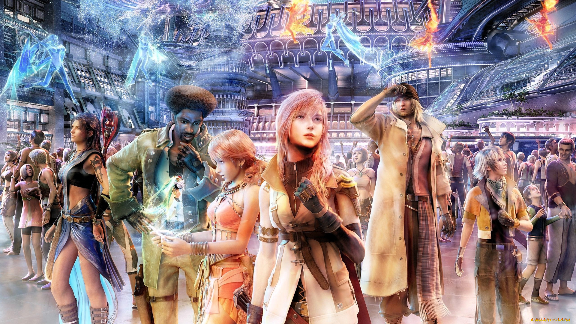 видео, игры, final, fantasy, xiii, персонажи, город, люди