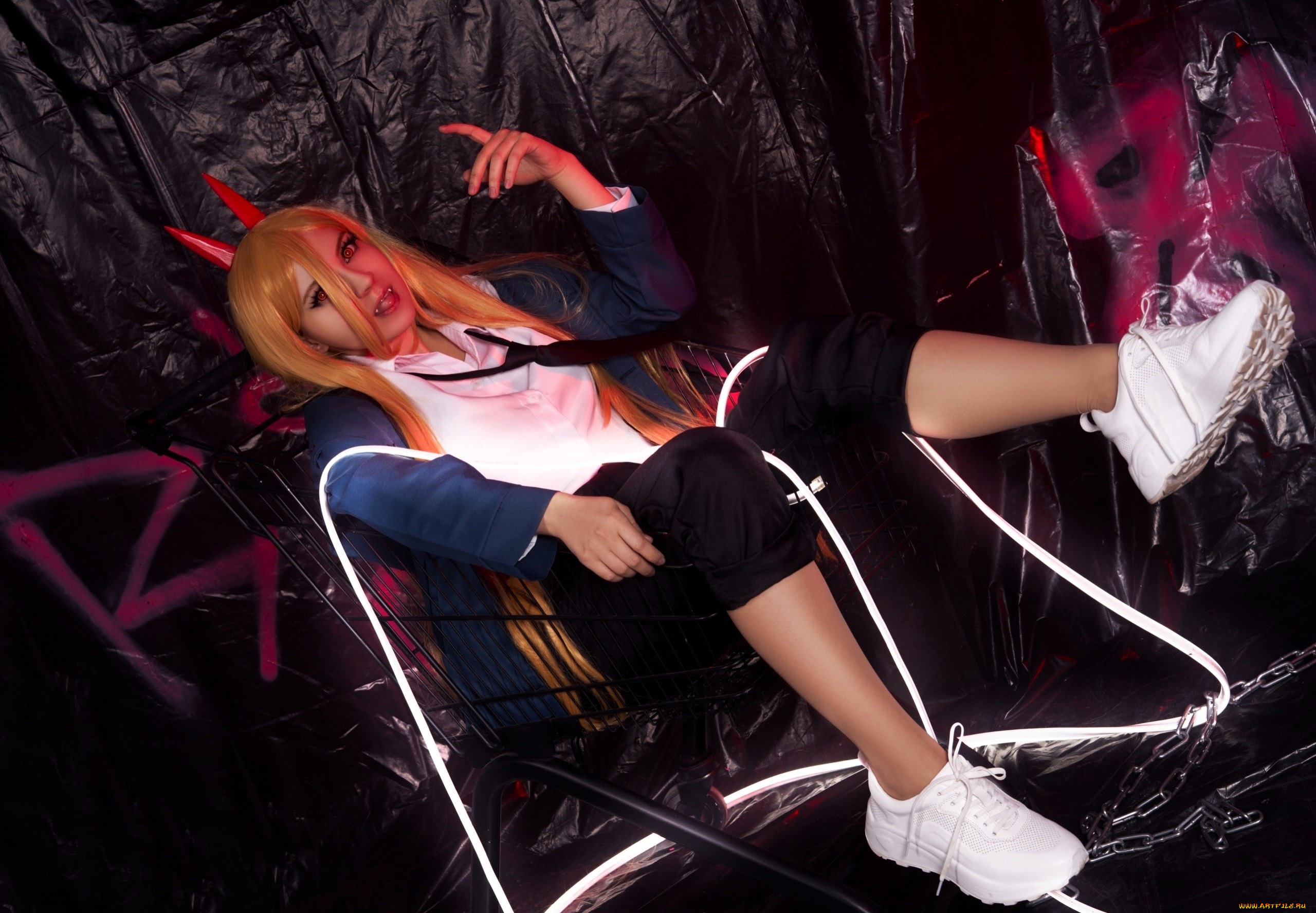 девушки, -, креатив, , косплей, образ, костюм, тележка