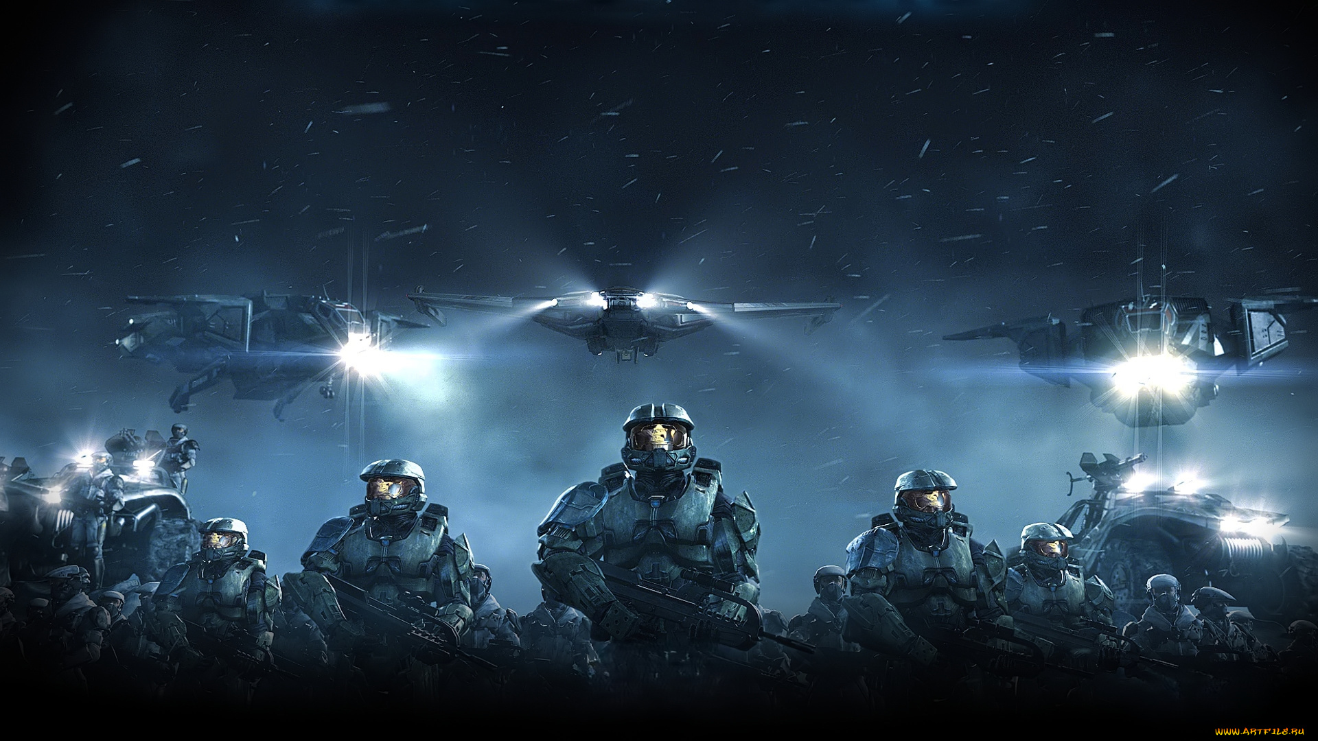 видео, игры, halo, wars, солдаты, броня, оружие, коптеры