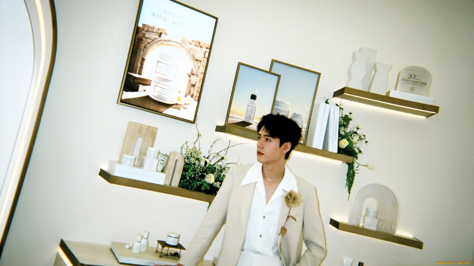 мужчины, gong, jun, |, simon, gong, актер, костюм, полки, картинки, цветы, флаконы