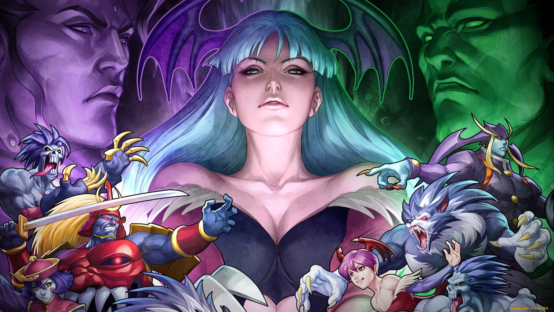 видео, игры, darkstalkers, resurrection, персонажи, демоны, противостояние