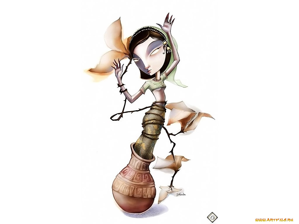 меланхолические, девушки, 06, рисованные, люди