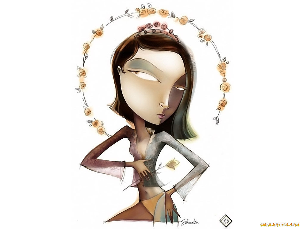 меланхолические, девушки, 07, рисованные, люди