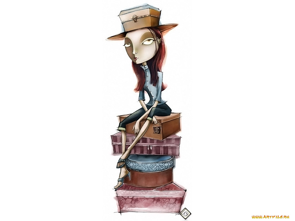 меланхолические, девушки, 09, рисованные, люди