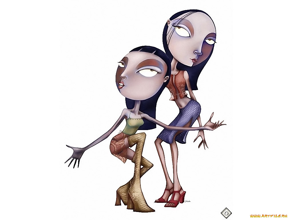 меланхолические, девушки, 10, рисованные, люди