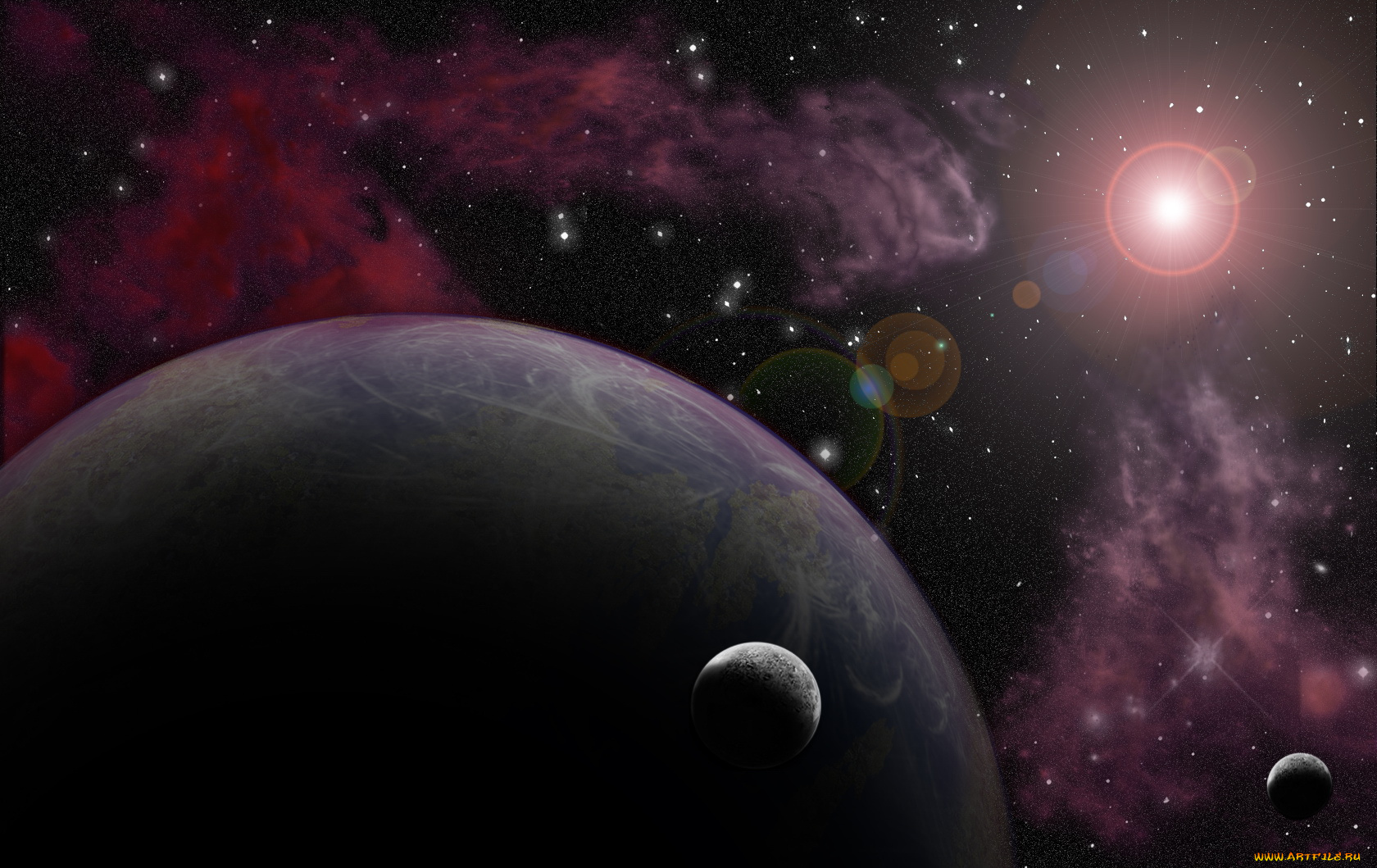 космос, арт, звёзды, планеты