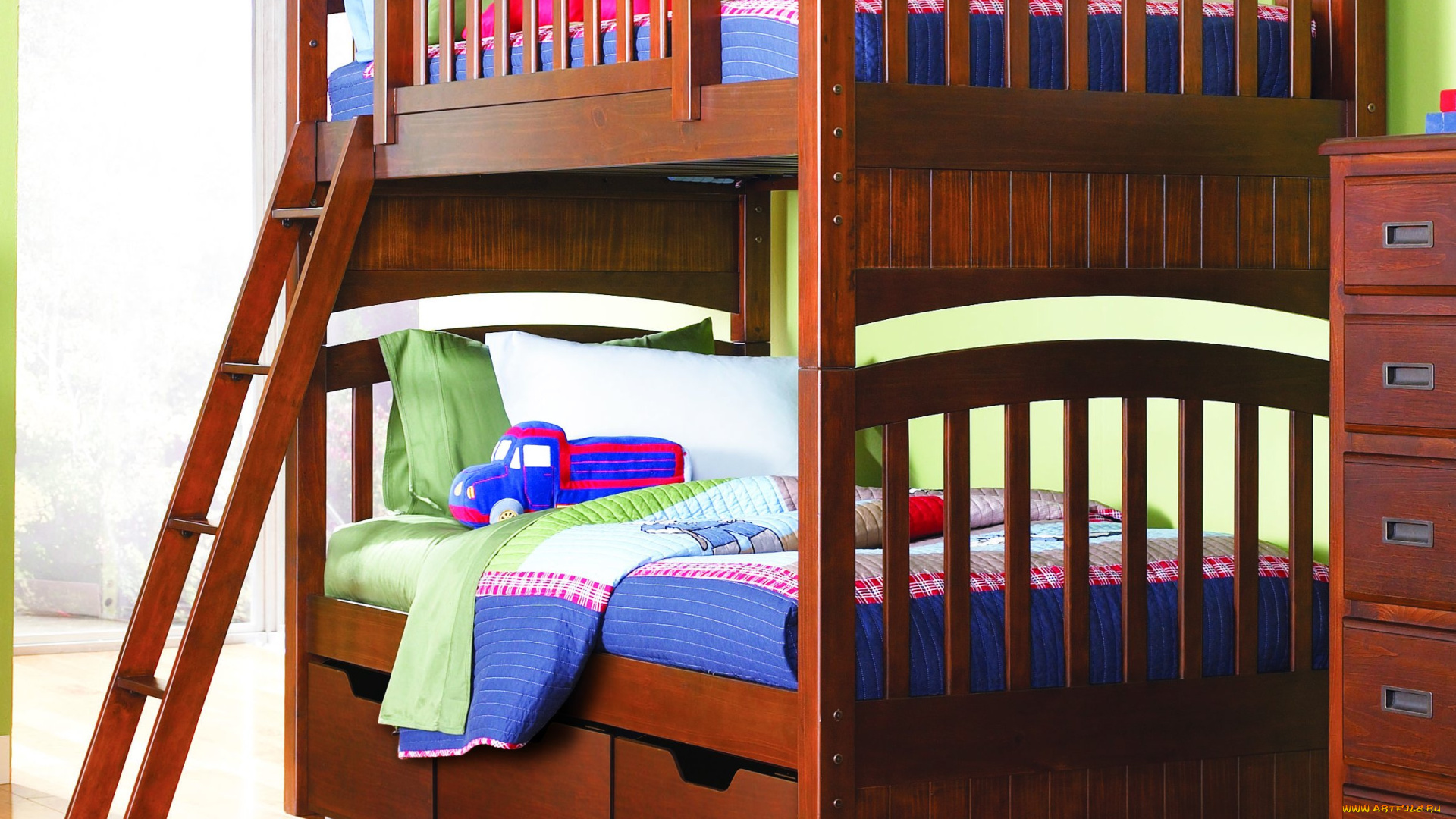 интерьер, детская, комната, кровать