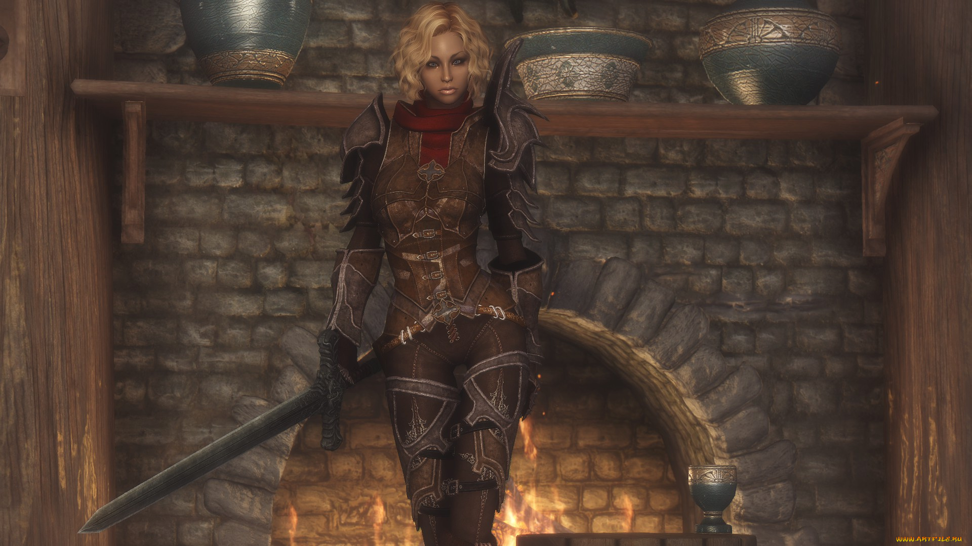 3д, графика, amazon, амазонки, доспехи, меч, взгляд, девушка