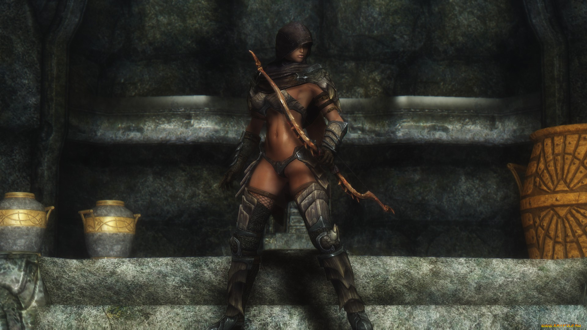 3д, графика, amazon, амазонки, посуда, доспехи, лук, взгляд, девушка