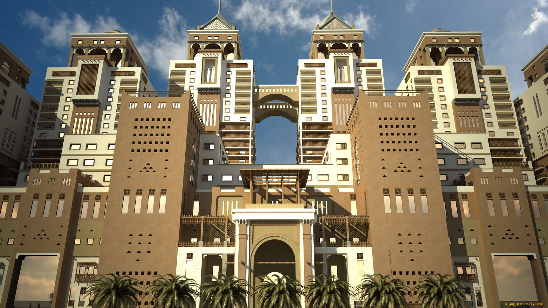 3д, графика, architecture, архитектура, облака, деревья, дом