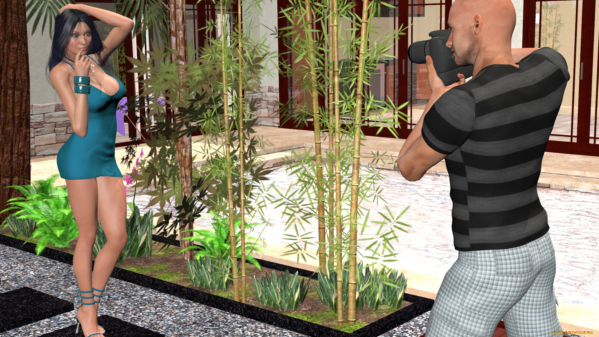 3д, графика, people, люди, фотосесия, парень, растения, девушка