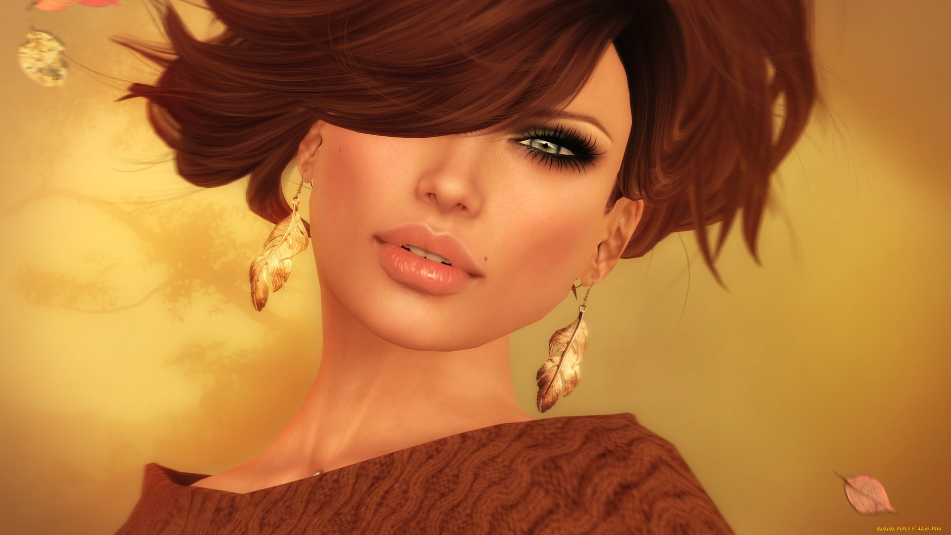 3д, графика, portraits, портрет, осень, прическа