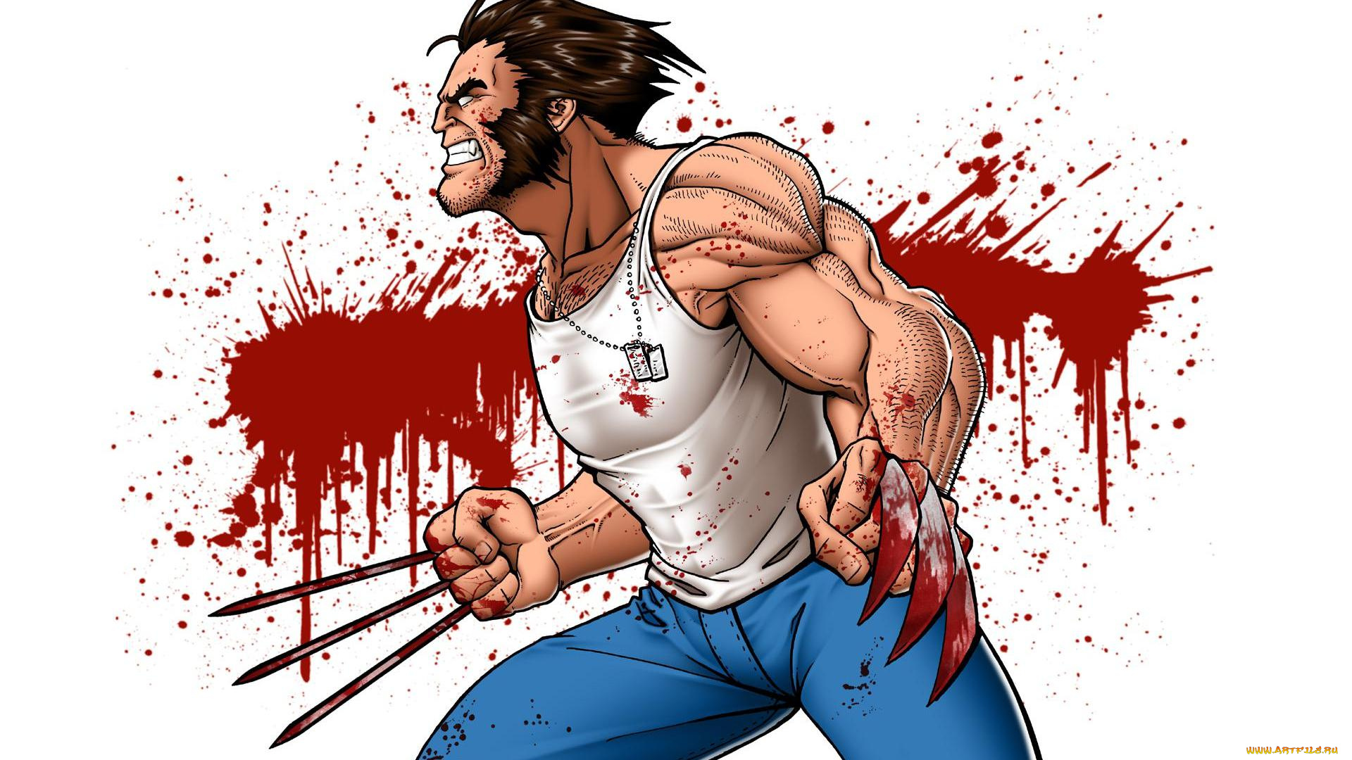рисованные, комиксы, лезвие, cartoon, комикс, art, когти, ярость, wolverine, x-men, росомаха