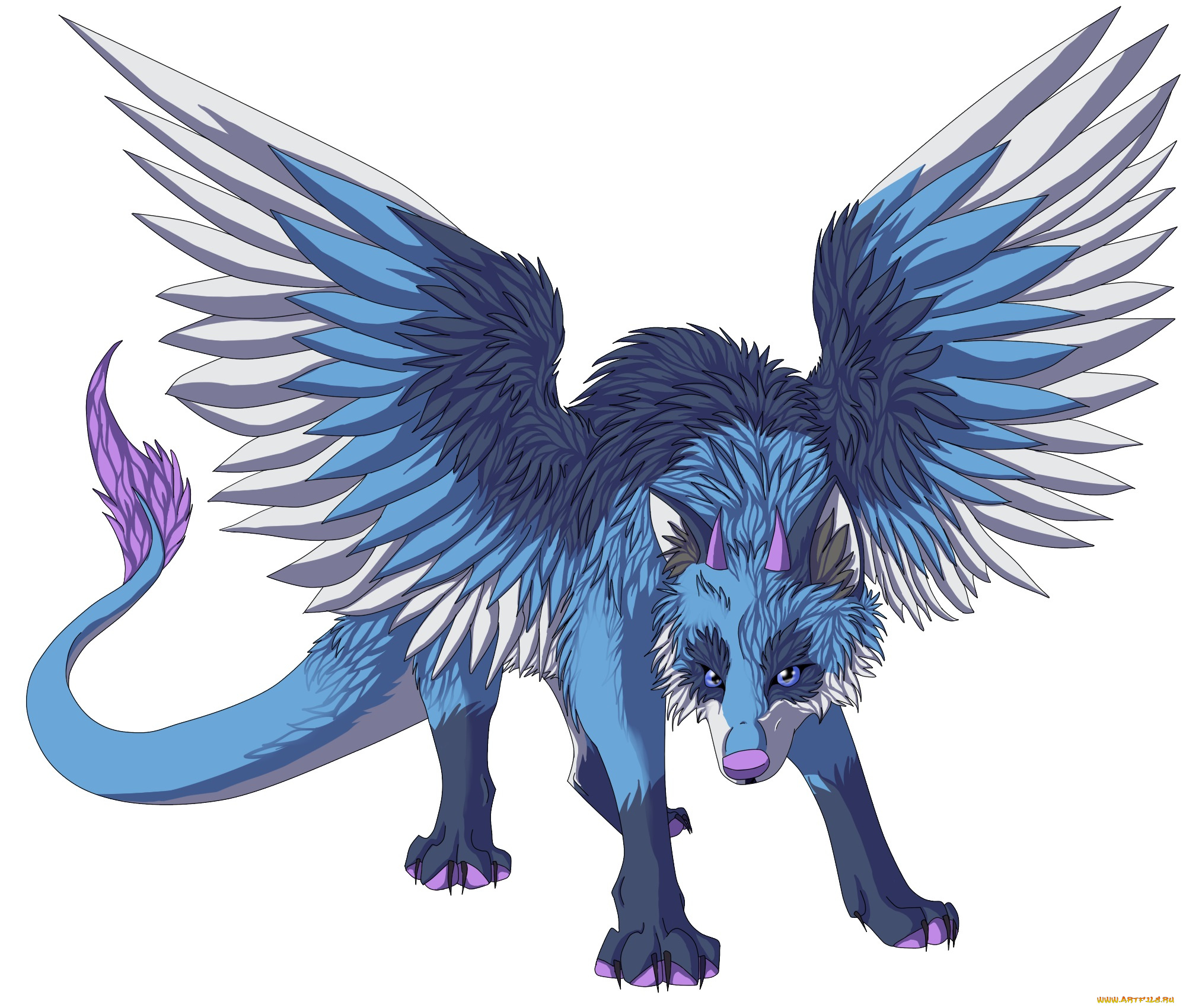 рисованные, животные, сказочные, мифические, собака, крилья