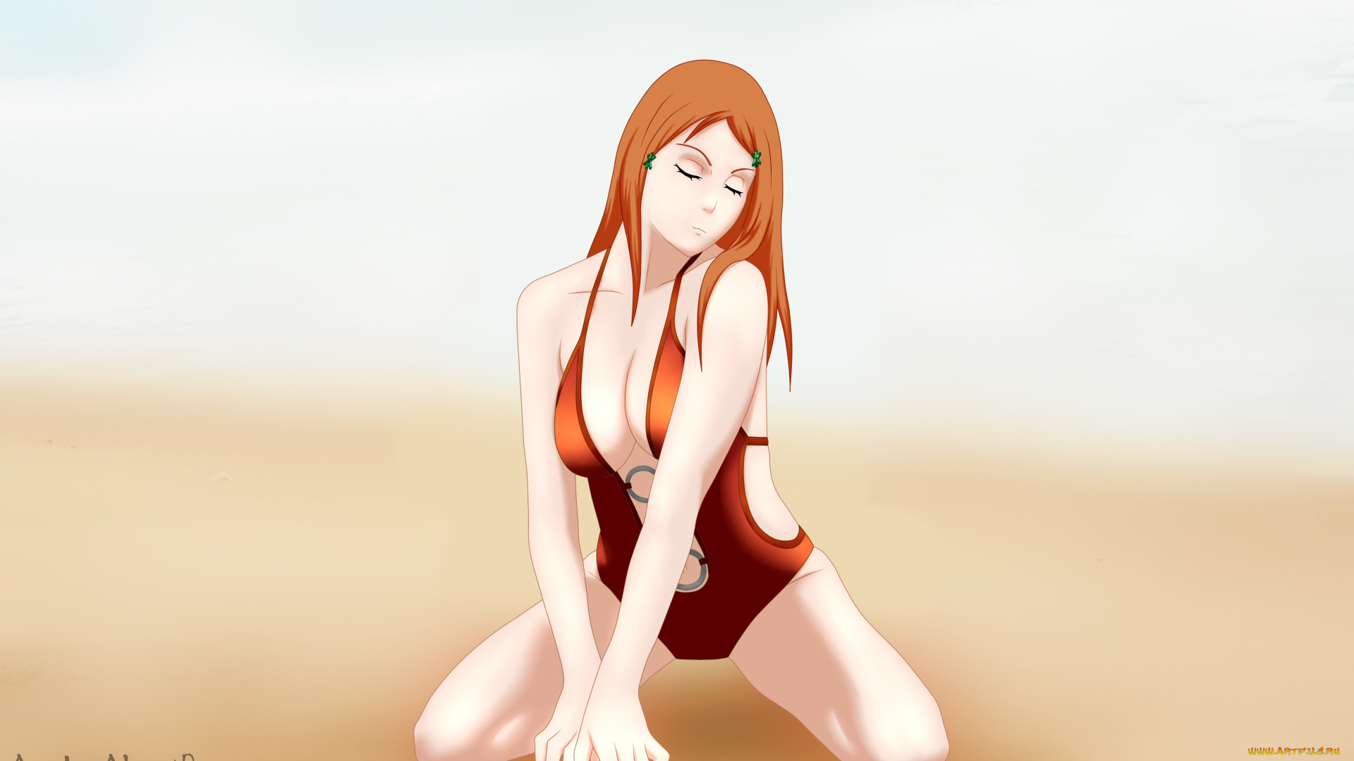 аниме, bleach, взгляд, девушка, фон