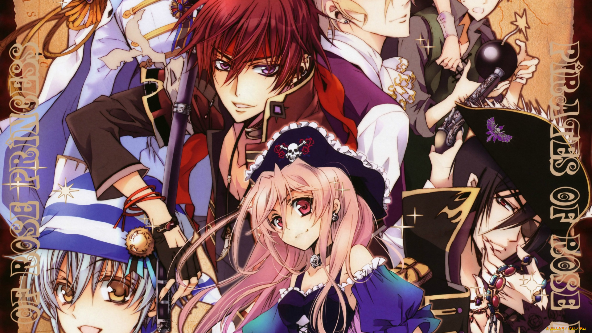 аниме, kiss, of, rose, princess, оружие, шляпа, пираты, aya, shouoto, anise, yumamoto, kiss, of, rose, princess, art, фитиль, mutsuki, kurama, seiran, asagi, kaede, higa, mitsuru, tenjoh