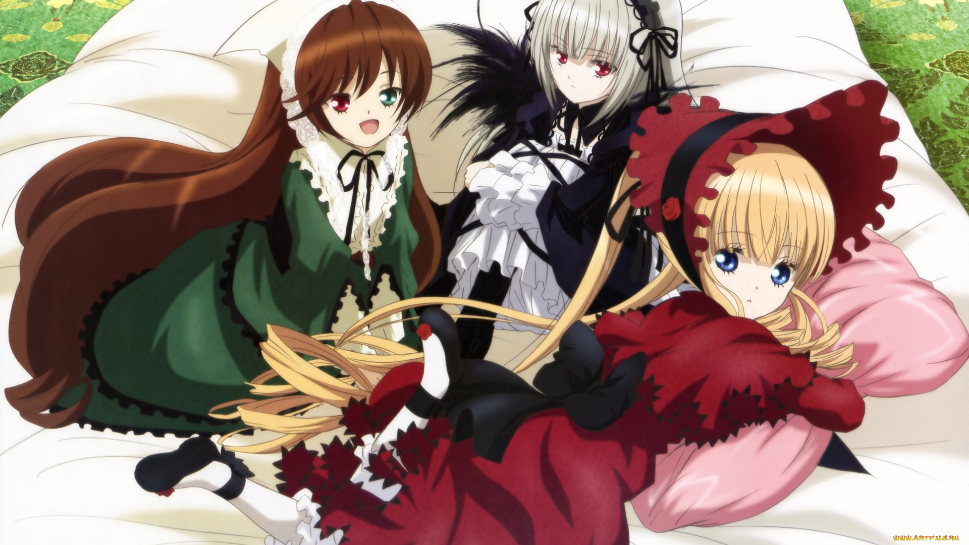 аниме, rozen, maiden, rozen, maiden, shinku, suigintou, suiseiseki, арт, девушки, morimoto, hirofumi
