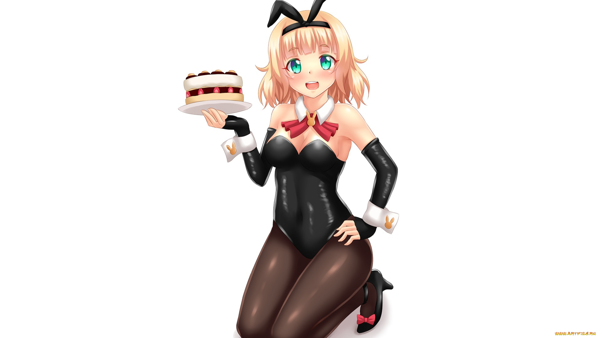 аниме, unknown, , другое, фон, взгляд, торт, девушка