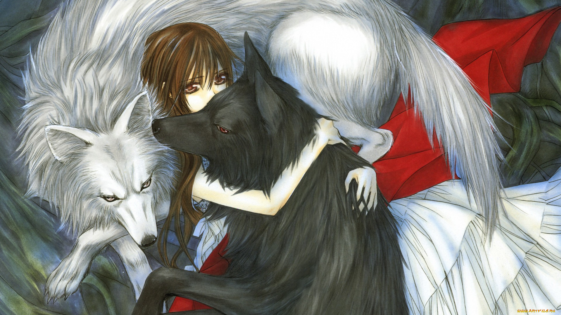 аниме, vampire, knight, kiryuu, zero, vampire, knight, trio, yuki, cross, kuran, kaname, девушка, арт, волки