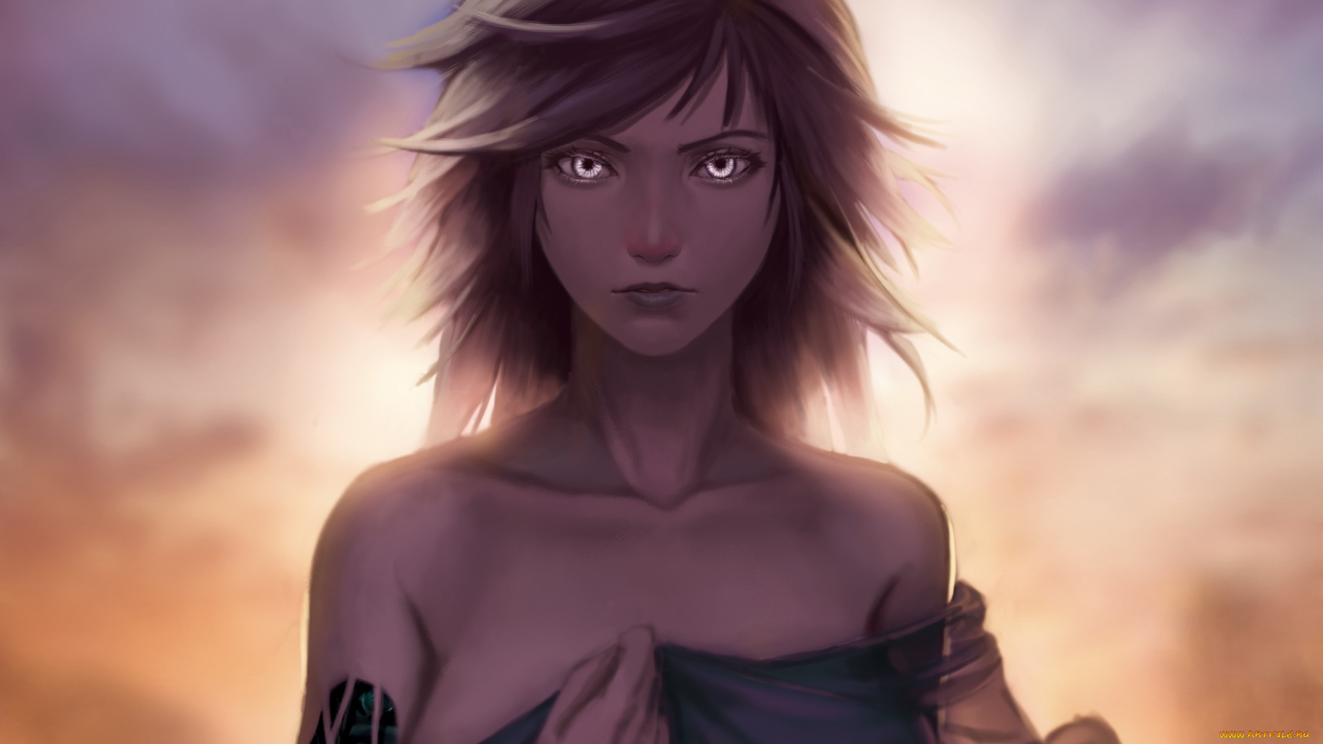 фэнтези, девушки, lepus, взгляд, art, девушка, жест, робот, ветер