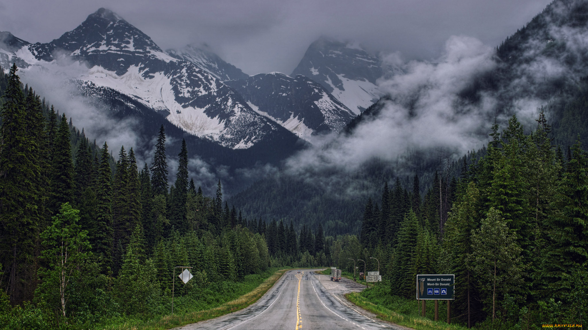 природа, дороги, шоссе, лес, горы