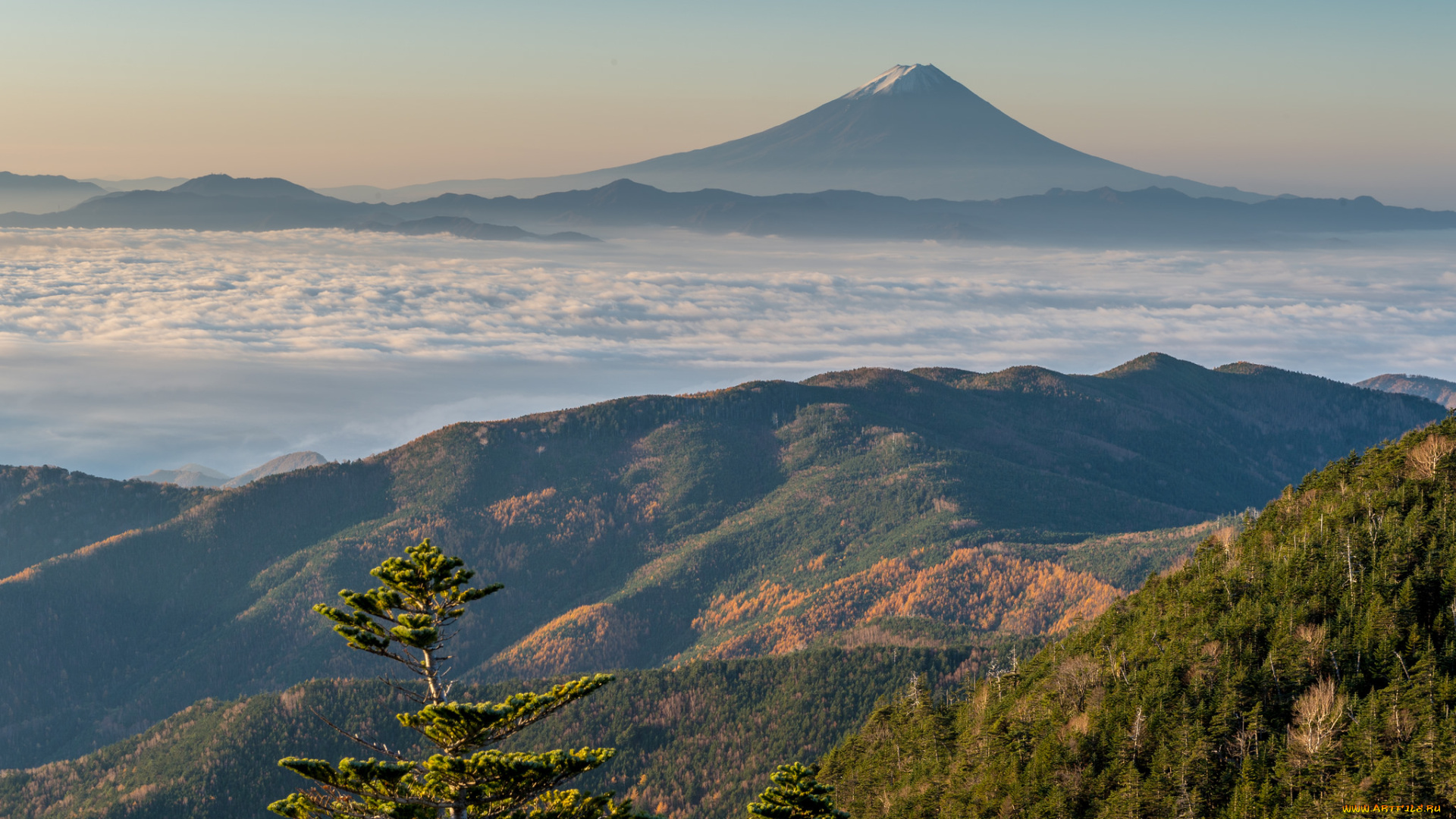 природа, горы, гора, облака
