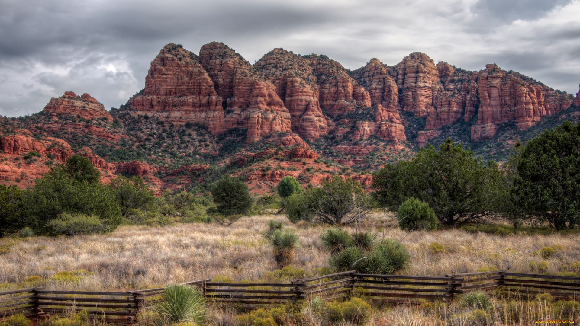 природа, горы, забор