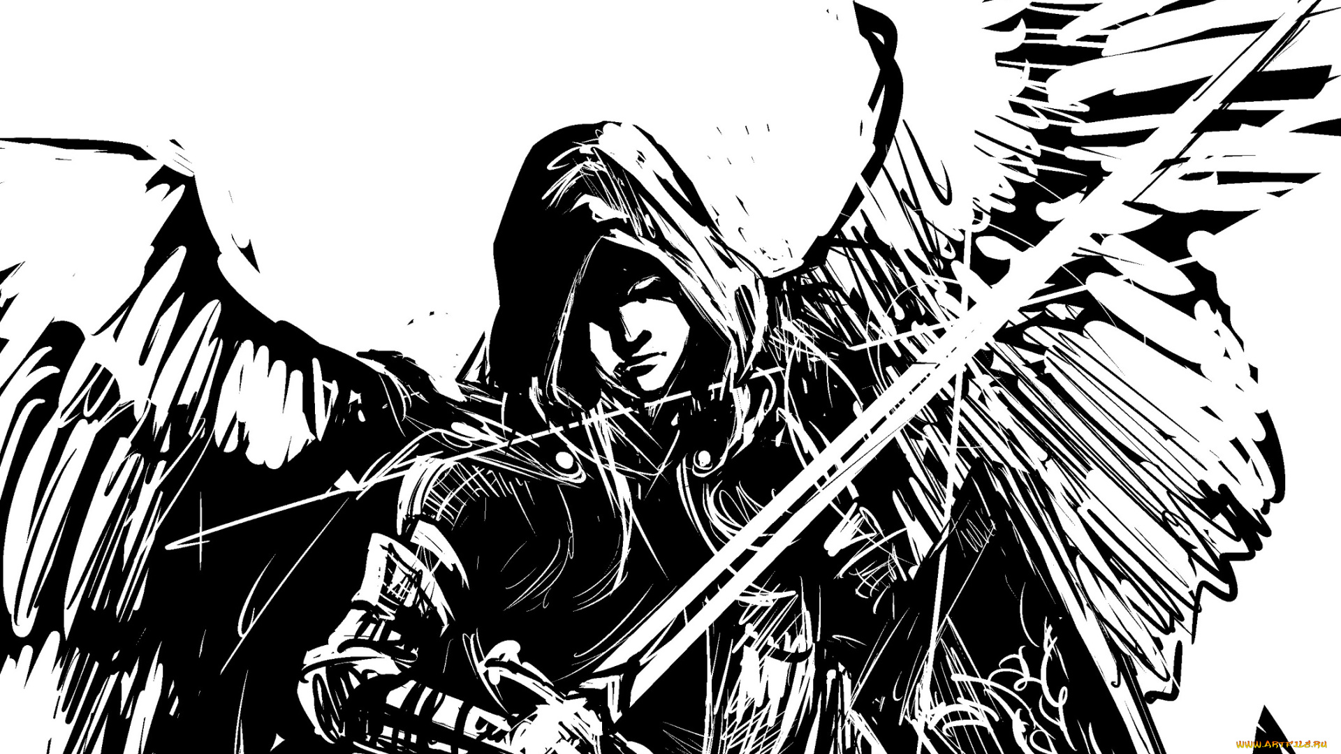 разное, арты, арт, парень, аниме, чёрно-белый