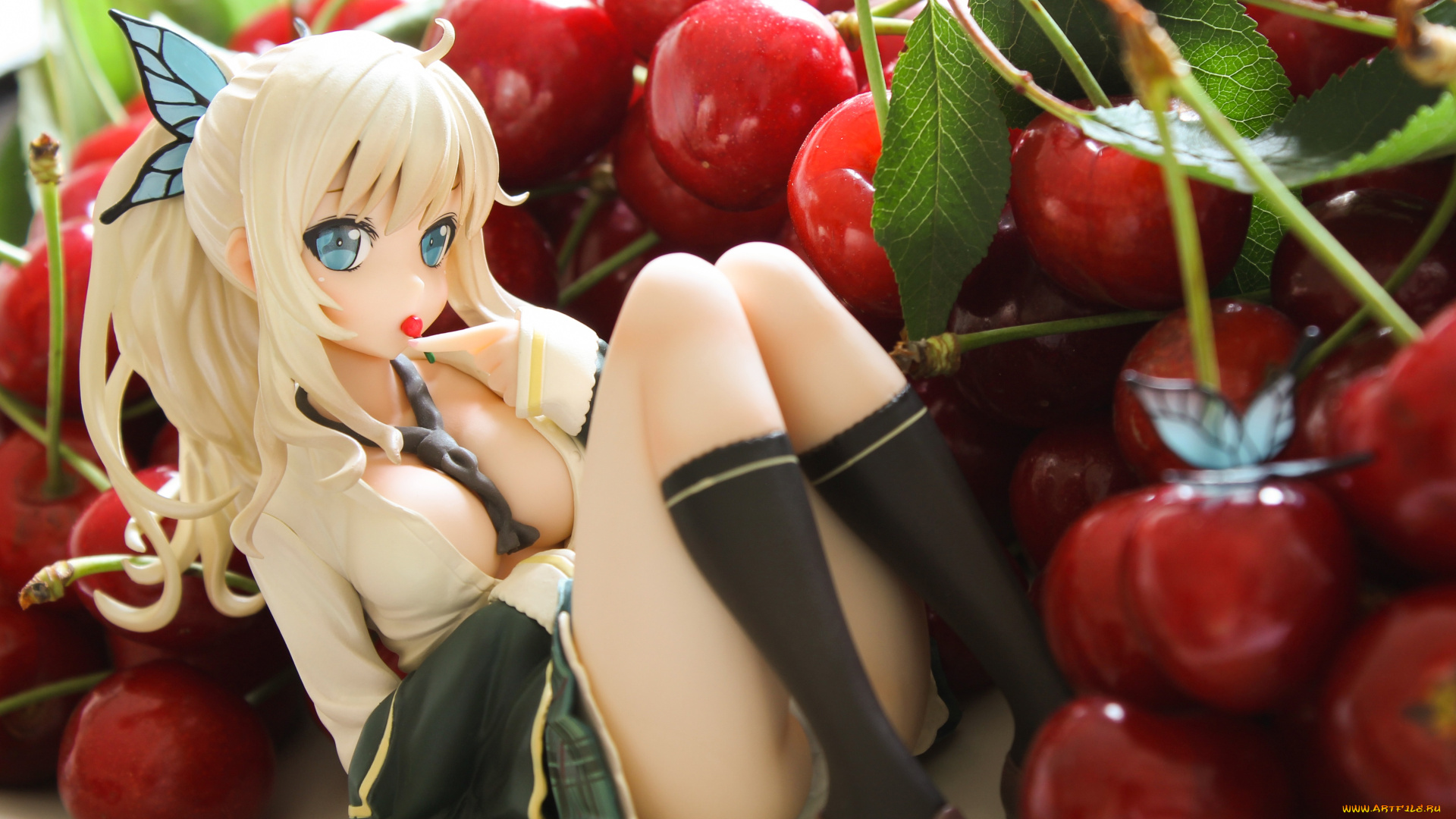 разное, игрушки, вишня, boku, wa, tomodachi, ga, sukunai, kashiwazaki, sena, девушка, ягоды, коллаж, арт