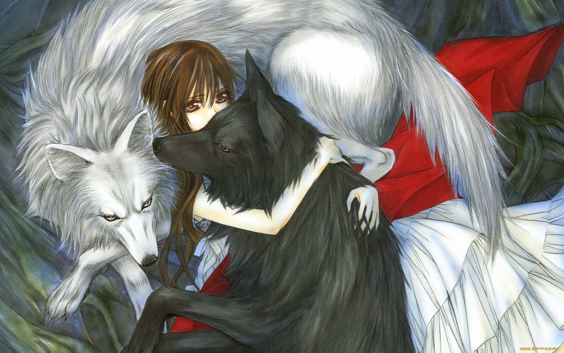 аниме, vampire, knight, kiryuu, zero, vampire, knight, trio, yuki, cross, kuran, kaname, девушка, арт, волки