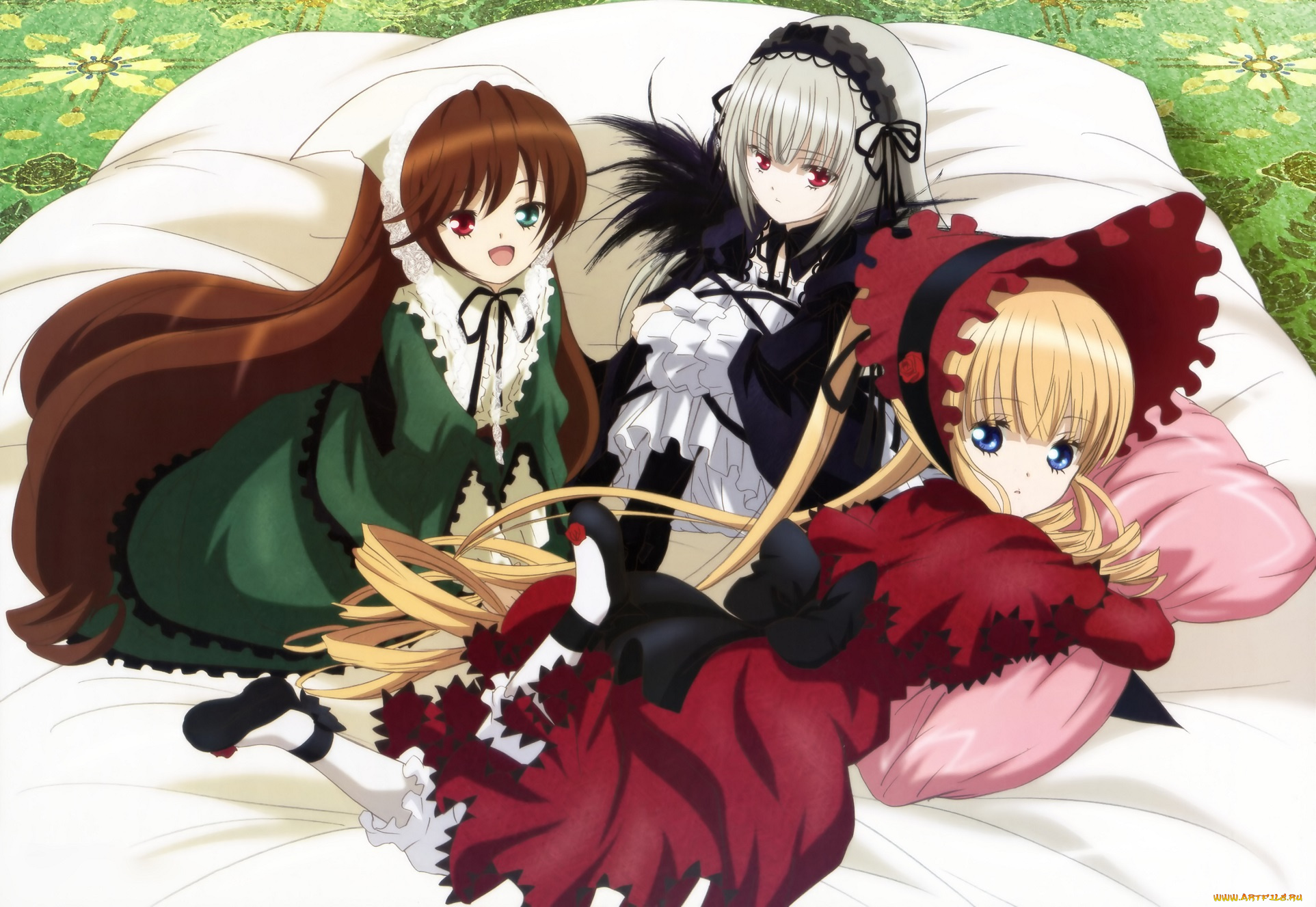 аниме, rozen, maiden, rozen, maiden, shinku, suigintou, suiseiseki, арт, девушки, morimoto, hirofumi