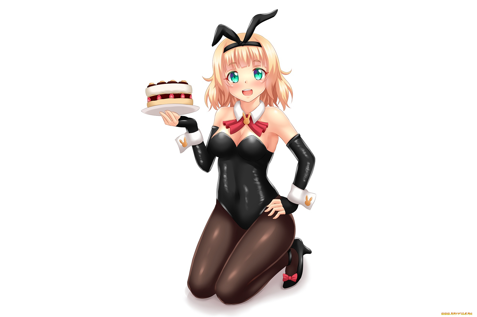 аниме, unknown, , другое, фон, взгляд, торт, девушка