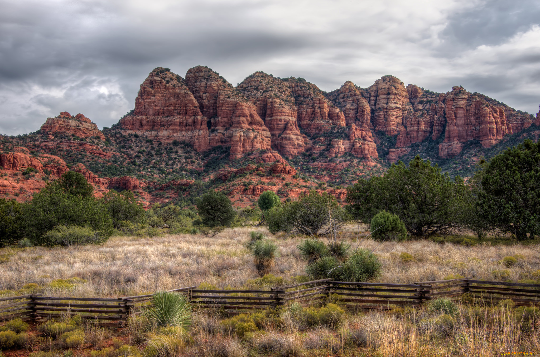 природа, горы, забор