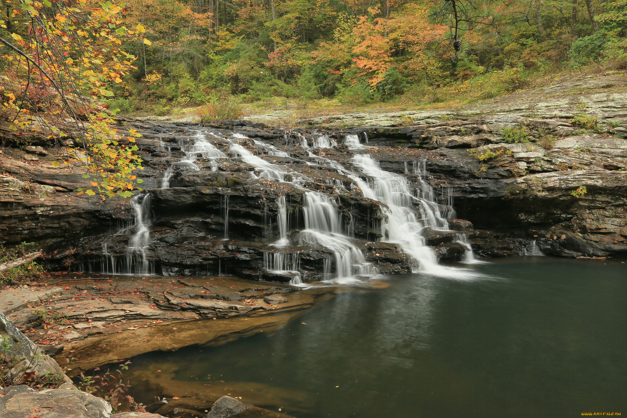 природа, водопады, лес, водопад, река
