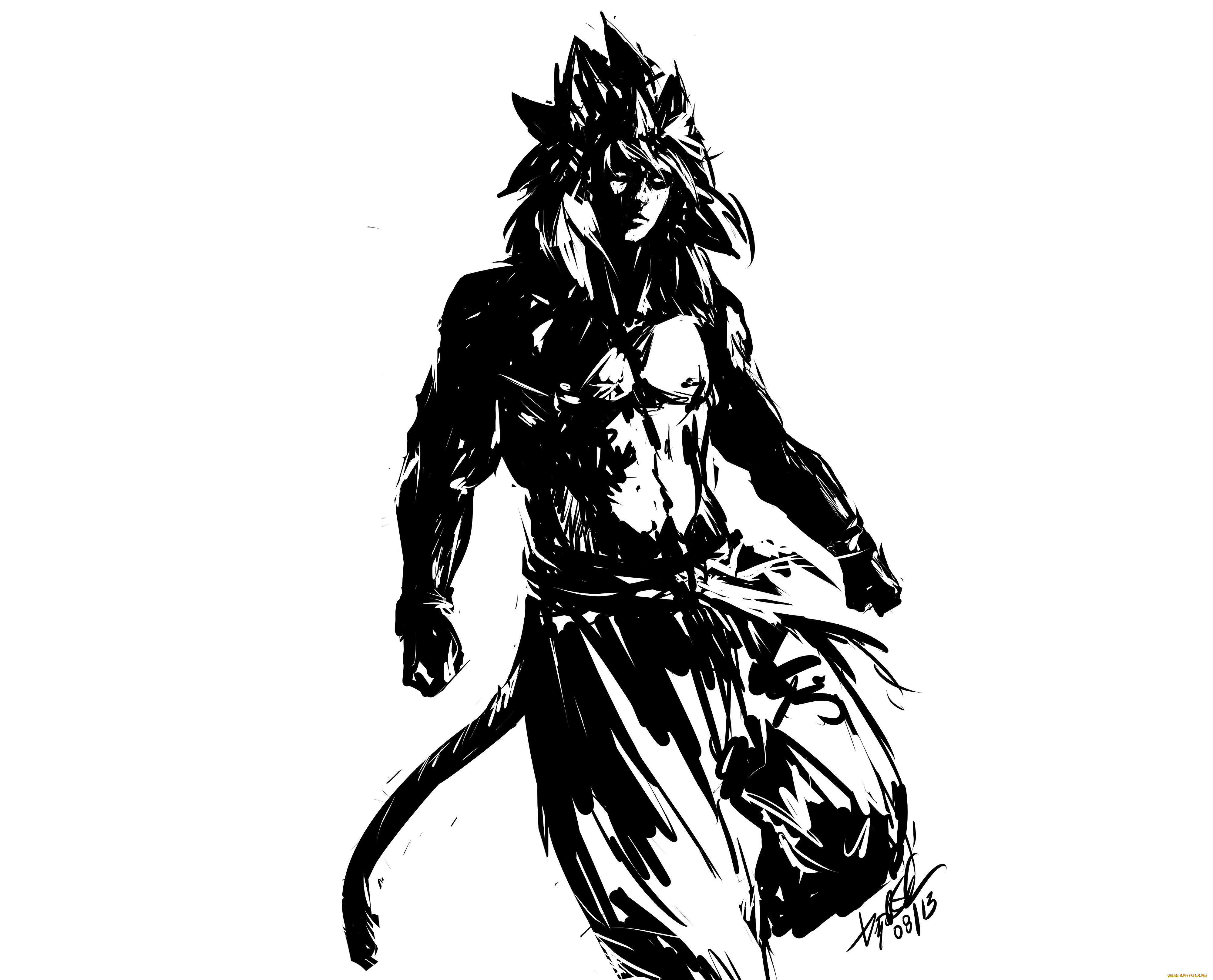 разное, арты, арт, парень, чёрно-белый, фантастика, оборотень