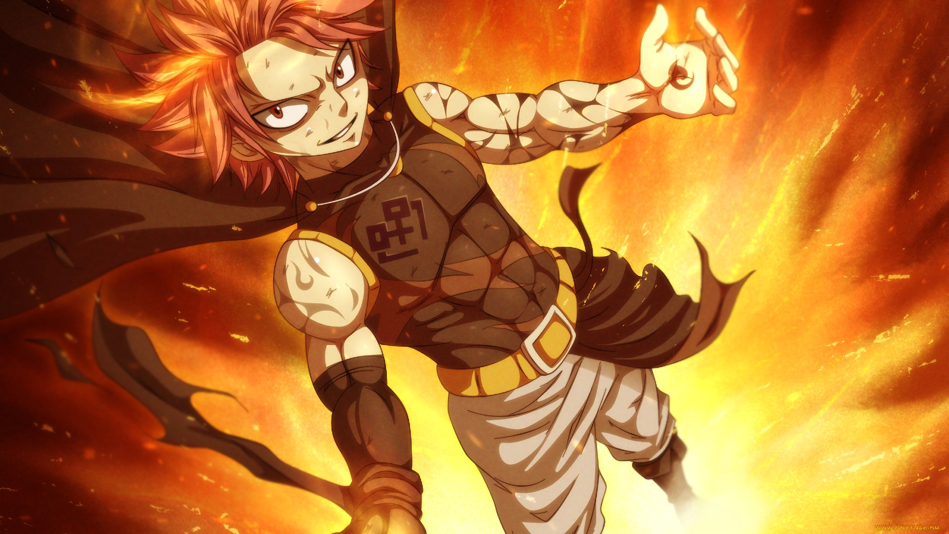 аниме, fairy, tail, fairy, tail, anime, art, парень, маг, natsu, dragneel