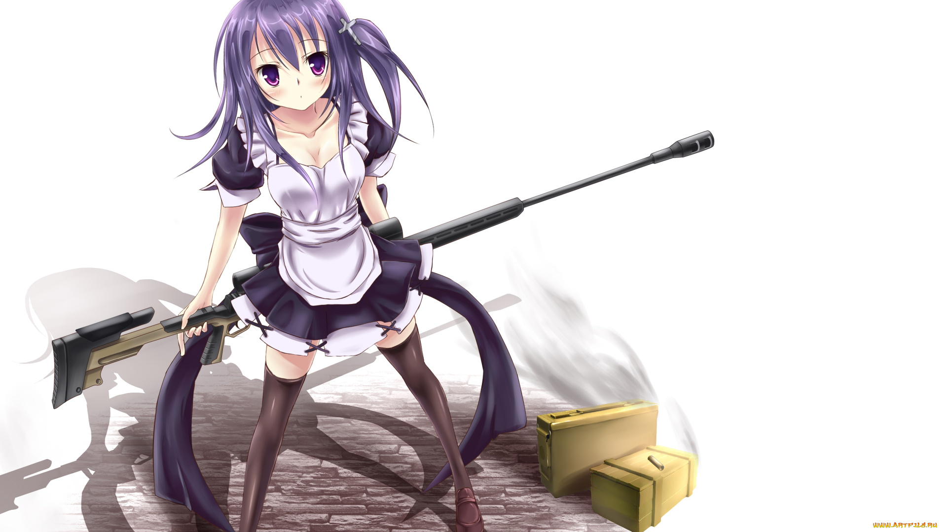 аниме, оружие, , техника, , технологии, девушка, взгляд, фон