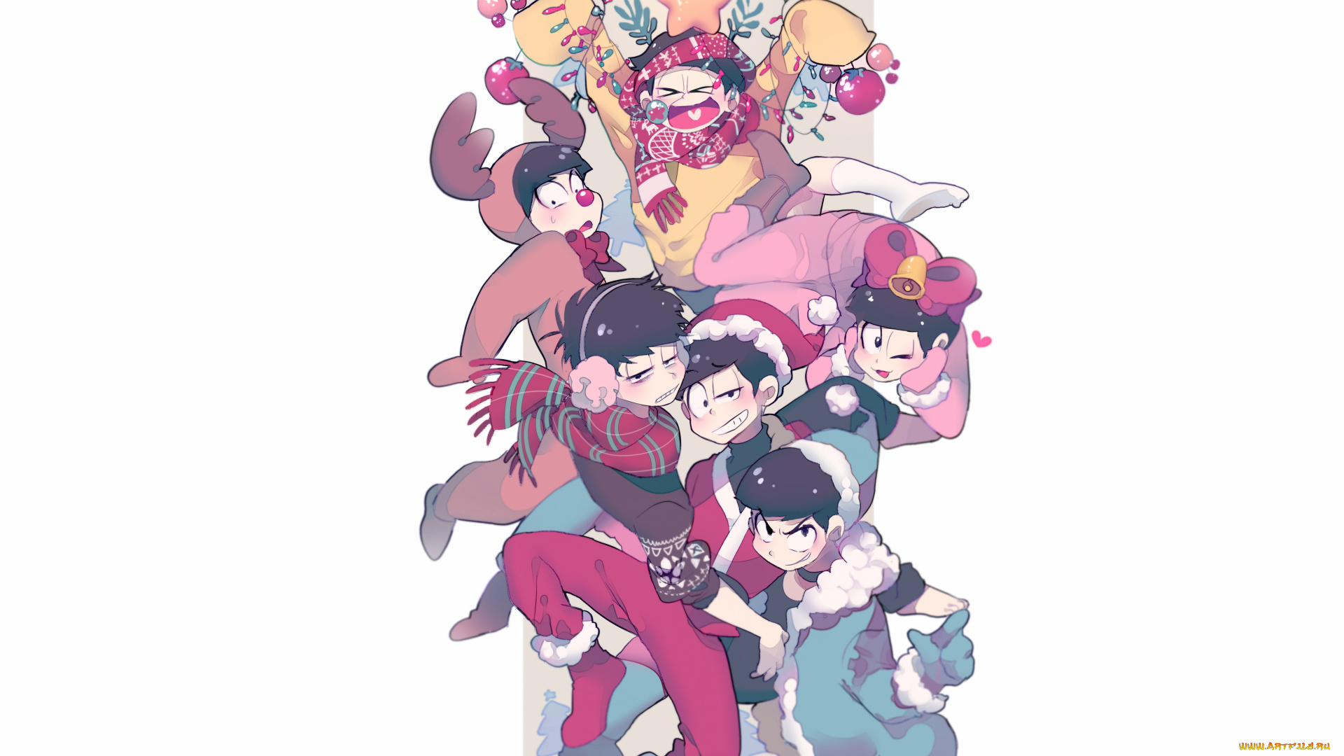 аниме, osomatsu-san, мальчики